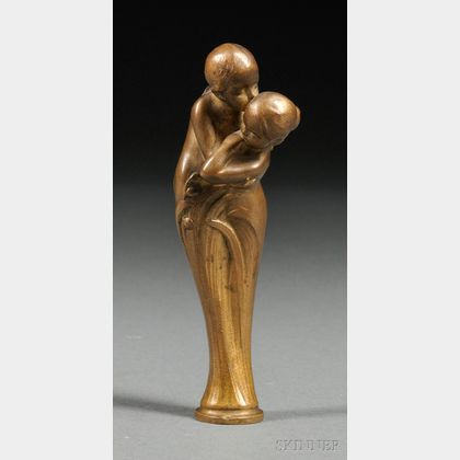 Peter Tereszczuk (Austrian, 1875-1963) Art Nouveau Figural Gilt-bronze Seal