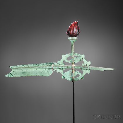 Molded and Sheet Copper and Blown Glass Weathervane