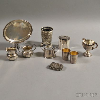 Eleven Pieces of Mostly Sterling Silver Tableware