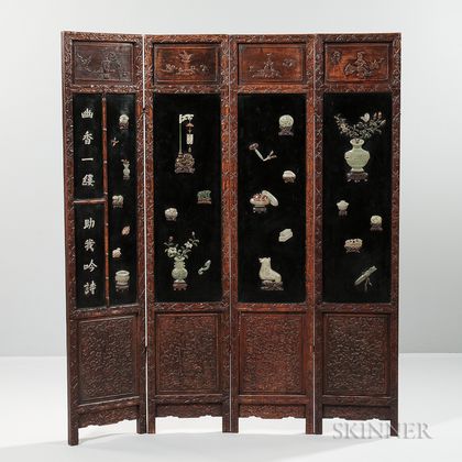 Four-panel Jade and Hardstone Screen