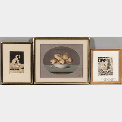 Three Still Lifes: Tanaka Ryohei (Japanese, b. 1933),Two Etchings with Aquatint on Paper: Corn