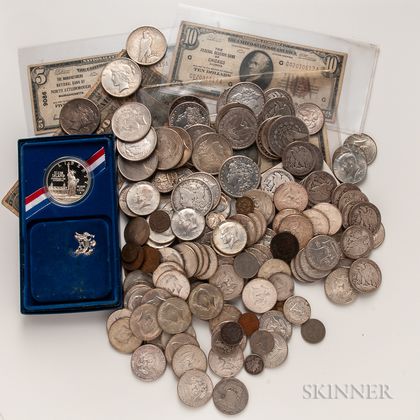 Group of American Coins and Banknotes