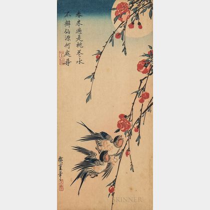Framed Hiroshige Print of Flowers and Birds
