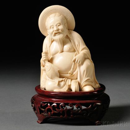 Ivory Carving of a Fisherman