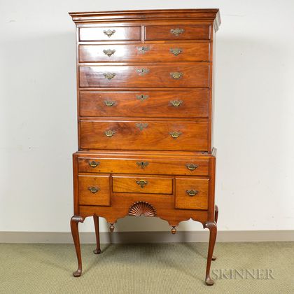 Queen Anne Walnut Fan-carved High Chest of Drawers