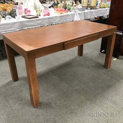 Mid-Century Modern Leather-clad Parsons Table