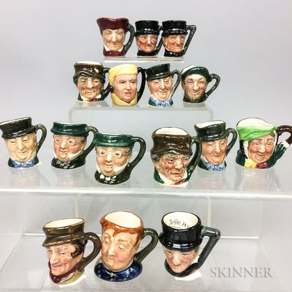 Sixteen Miniature Royal Doulton Ceramic Face Jugs