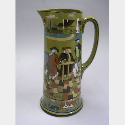 1908 Buffalo Pottery Deldare Ware "The Great Controversy," "All you have to do teach the Dutchmen English," Pitcher