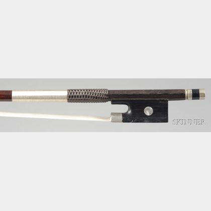 French Nickel Mounted Violin Bow, Marc Laberte, c. 1950