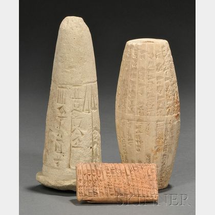 Three Cuniform Pottery Tablets