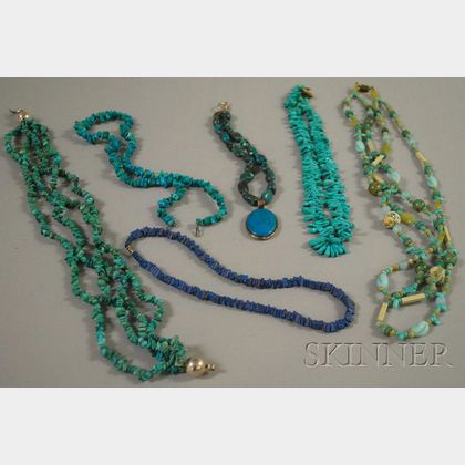 Large Group of Turquoise and Hardstone Necklaces