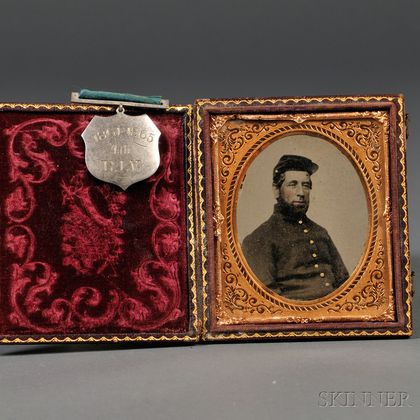 Sixth-plate Tintype Portrait of a Union Soldier with Service Medal