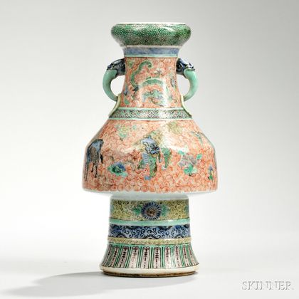 Enameled White Porcelain Stem Vase