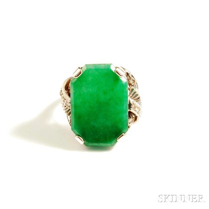 14kt White Gold and Jade Ring