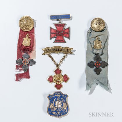 Five Massachusetts Civil War Veteran's Badges