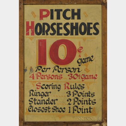 Painted Tin Carnival "Pitch Horse" Sign