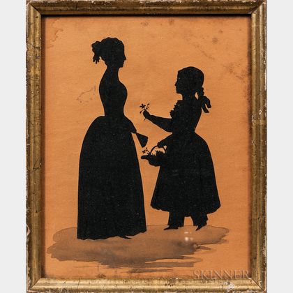 Hollow-cut Silhouette of a Mother and Daughter