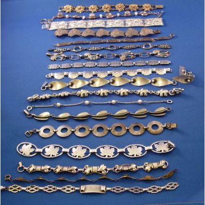 Eighteen Sterling Silver Link Bracelets