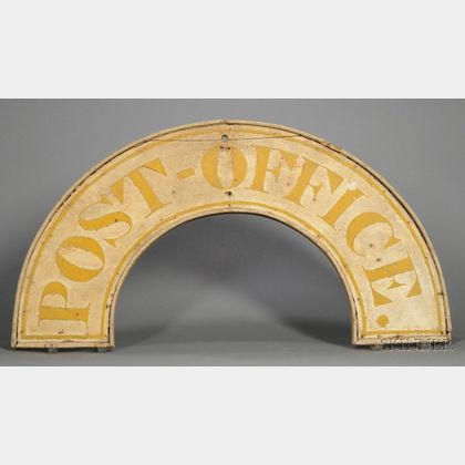 Carved and Painted Wooden "Post Office" Trade Sign