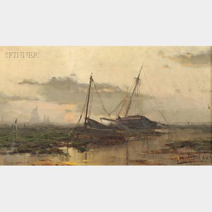 George Herbert McCord (American, 1848-1909) Boats at Low Tide