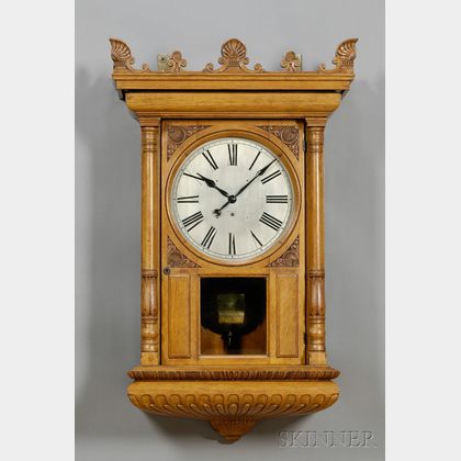 Monumental Oak Wall Clock by Tiffany