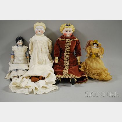 Four Parian and China Head Dolls