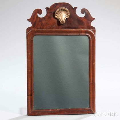Small Queen Anne Parcel-gilt Walnut Mirror