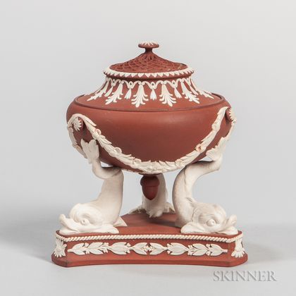 Wedgwood Rosso Antico and White Terra-cotta Incense Burner and Cover