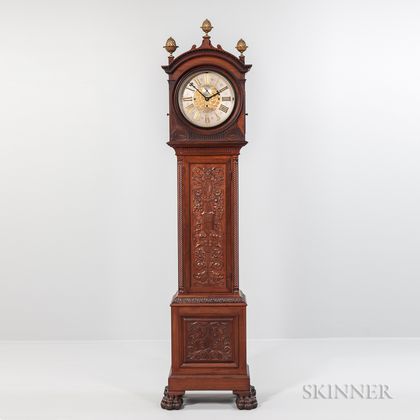 Bigelow Kennard & Co. Carved Mahogany Quarter-chiming "Hall" Clock
