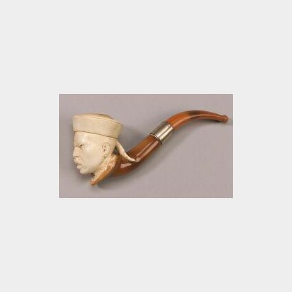 Meerschaum Pipe Carved with the Bust of a Chinese Man