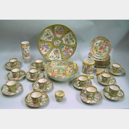Group of Chinese Export Rose Medallion and Rose Mandarin Porcelain Tableware