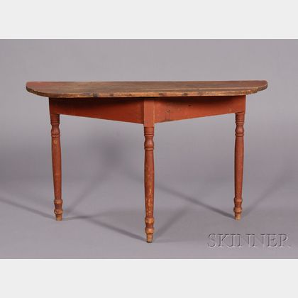 Red-painted Turned-leg Console Table