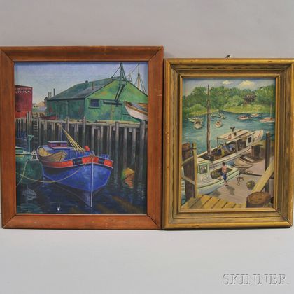 Two Dock Views: Alan Horton Crane (American, 1901-1969),Gloucester Harbor
