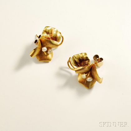 14k Bicolor Gold Earrings