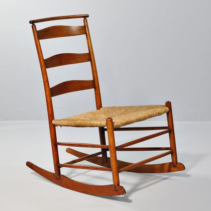 Shaker No. 4 Production Maple Rocking Chair with Shawl Bar