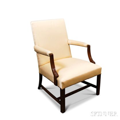 Federal-style Upholstered Mahogany Lolling Chair