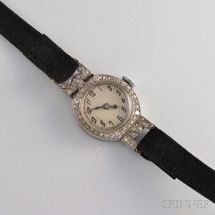 Lady's Art Deco Platinum and Diamond Wristwatch