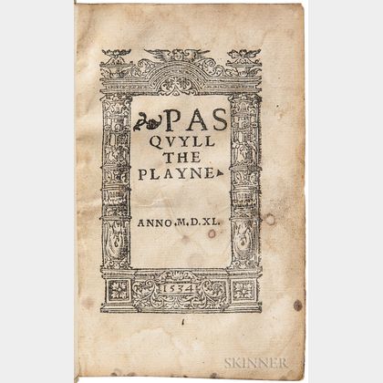 Elyot, Sir Thomas (1490?-1546) Pasquyll the Playne.