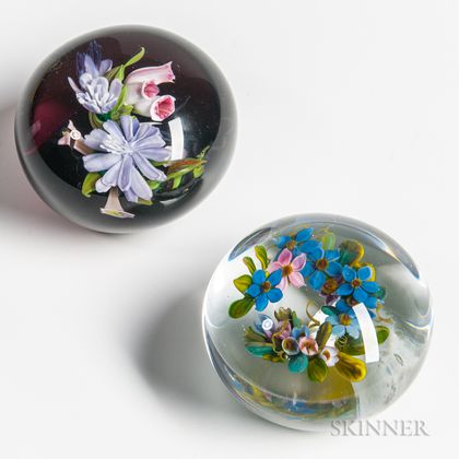 Two Melissa Ayotte Floral Paperweights