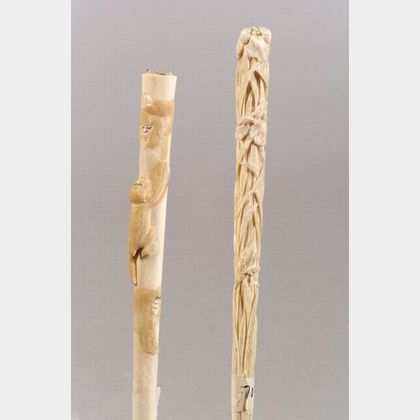 Two Asian Caved Ivory Parasols