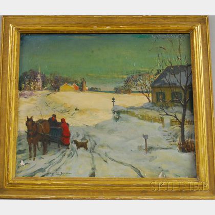 Harold Matthews Brett (American, 1880-1955) Winter Landscape with Horse-drawn Cart.