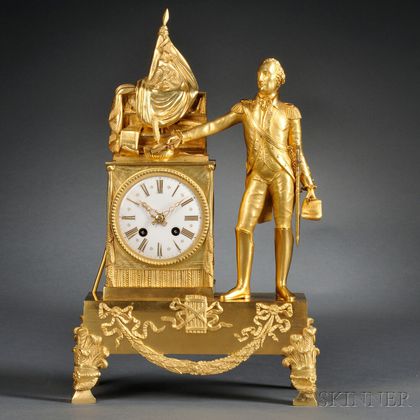 Classical Gilt George Washington Figural Mantel Clock
