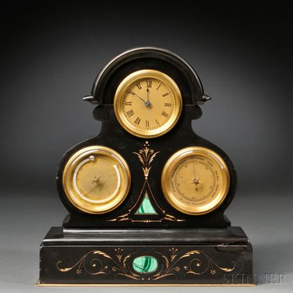 Miniature French Triple Dial Desk Clock