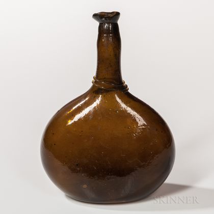 Large Blown Amber Flask