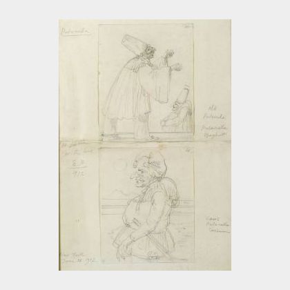 Eugene Berman (American, 1899-1972) Lot of Two Costume Sketches for Pulcinella