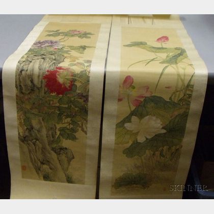 Two Asian Floral Scrolls. 