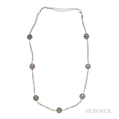 18kt White Gold and Tahitian Pearl Necklace