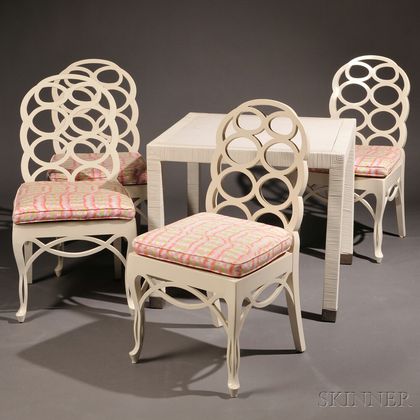 Four "Loop" Chairs after Frances Elkins (1888-1953) and a Card Table