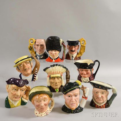 Ten Royal Doulton Ceramic Character Jugs