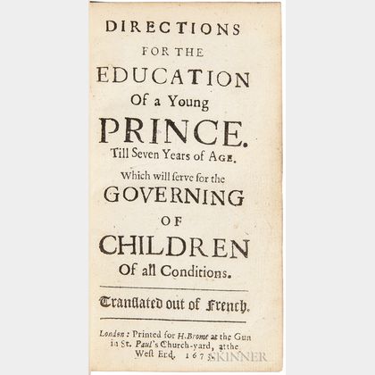 Du Moulin, Peter (1601-1684) Directions for the Education of a Young Prince.